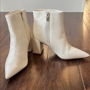 Vince Camuto Cream Leather Ankle Boots